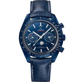 Omega Blue Side Of The Moon Speedmaster Moonphase 44,25 mm, blå keramik på läderband 304.93.44.52.03.001