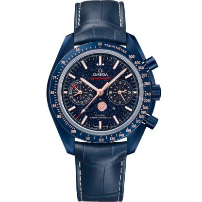 Omega Blue Side Of The Moon Speedmaster Moonphase 44,25 mm, blå keramik på läderband 304.93.44.52.03.002