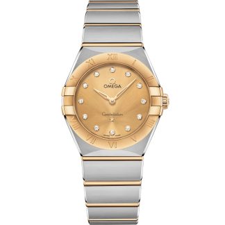 Omega Constellation 28 mm, stål - gult guld på stål - gult guld 131.20.28.60.58.001