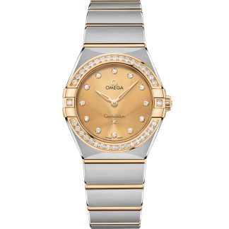 Omega Constellation 28 mm, stål - gult guld på stål - gult guld 131.25.28.60.58.001