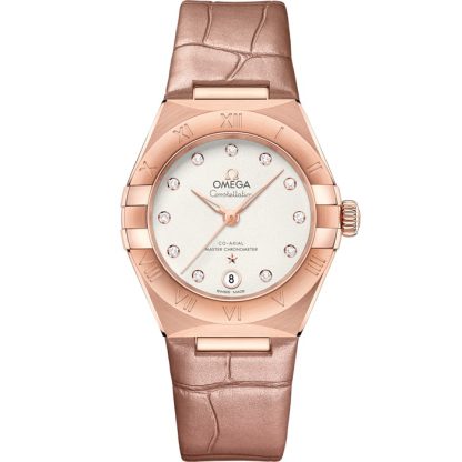 Omega Constellation 29 mm, Sedna™ guld på läderrem 131.53.29.20.52.002