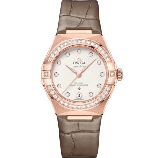 Omega Constellation 29 mm, Sedna™ guld på läderrem 131.58.29.20.52.002