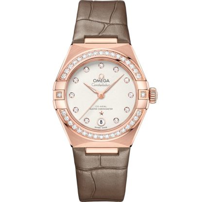 Omega Constellation 29 mm, Sedna™ guld på läderrem 131.58.29.20.52.002