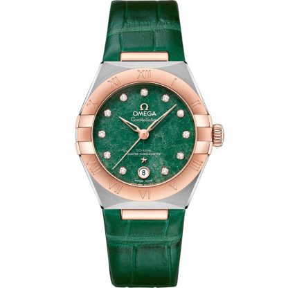 Omega Constellation 29 mm, stål - Sedna™ guld på läderrem 131.23.29.20.99.001