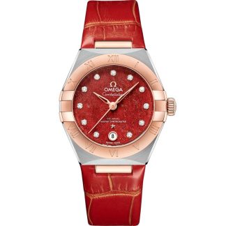 Omega Constellation 29 mm, stål - Sedna™ guld på läderrem 131.23.29.20.99.002
