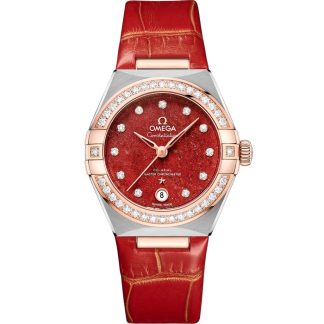 Omega Constellation 29 mm, stål - Sedna™ guld på läderrem 131.28.29.20.99.002