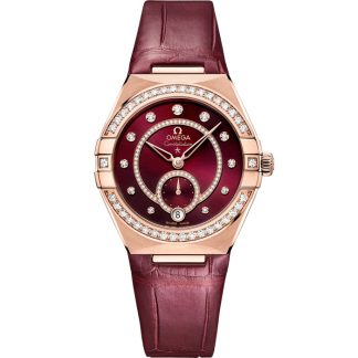 Omega Constellation 34 mm, Sedna™ guld på läderrem 131.58.34.20.61.001