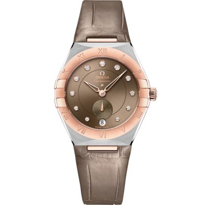 Omega Constellation 34 mm, stål - Sedna™ guld på läderrem 131.23.34.20.63.001