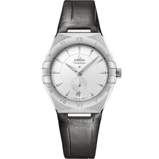 Omega Constellation 34 mm, stål på läderrem 131.13.34.20.02.001