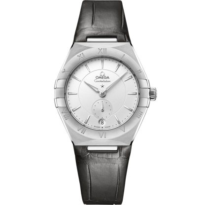 Omega Constellation 34 mm, stål på läderrem 131.13.34.20.02.001