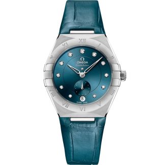 Omega Constellation 34 mm, stål på läderrem 131.13.34.20.53.001