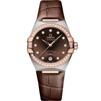 Omega Constellation 36 mm, stål - Sedna™ guld på läderrem 131.28.36.20.63.001