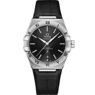 Omega Constellation 39 mm, stål på läderarmband 131.13.39.20.01.001