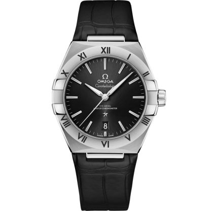 Omega Constellation 39 mm, stål på läderarmband 131.13.39.20.01.001