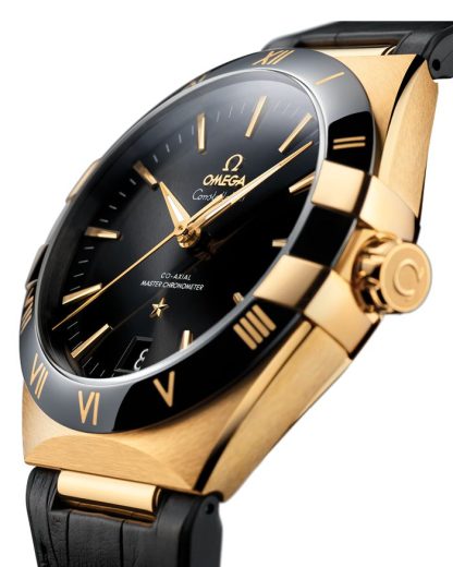 Omega Constellation 41 mm, gult guld på läderarmband 131.63.41.21.01.001 - Bild 3