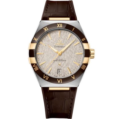 Omega Constellation 41 mm, stål - gult guld på läderrem 131.23.41.21.06.002