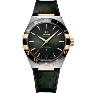 Omega Constellation 41 mm, stål - gult guld på läderrem 131.23.41.21.10.001