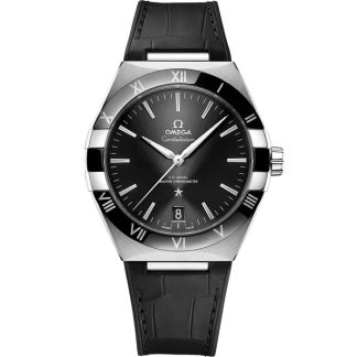 Omega Constellation 41 mm, stål på läderarmband 131.33.41.21.01.001