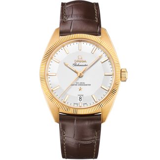 Omega Constellation Globemaster 39 mm, gult guld på läderrem 130.53.39.21.02.002