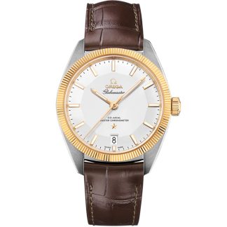 Omega Constellation Globemaster 39 mm, stål - gult guld på läderrem 130.23.39.21.02.001