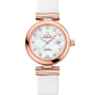 Omega De Ville Ladymatic 34 mm, Sedna™ guld på läderarmband 425.62.34.20.55.004