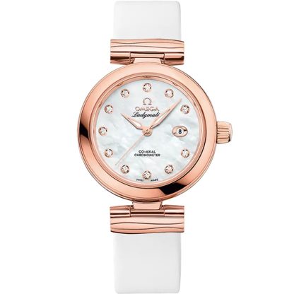 Omega De Ville Ladymatic 34 mm, Sedna™ guld på läderarmband 425.62.34.20.55.004