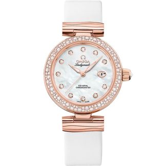 Omega De Ville Ladymatic 34 mm, Sedna™ guld på läderrem 425.67.34.20.55.008