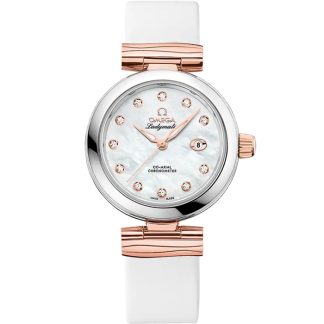Omega De Ville Ladymatic 34 mm, stål - Sedna™ guld på läderrem 425.22.34.20.55.004