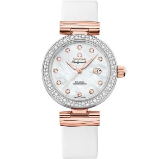 Omega De Ville Ladymatic 34 mm, stål - Sedna™ guld på läderrem 425.27.34.20.55.004