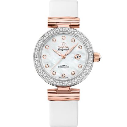 Omega De Ville Ladymatic 34 mm, stål - Sedna™ guld på läderrem 425.27.34.20.55.004
