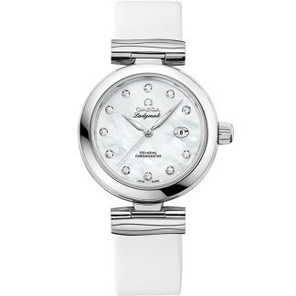 Omega De Ville Ladymatic 34 mm, stål på läderband 425.32.34.20.55.002