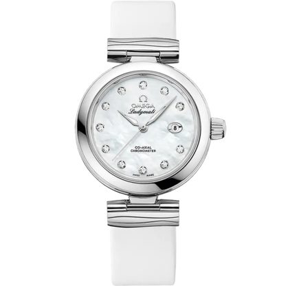 Omega De Ville Ladymatic 34 mm, stål på läderband 425.32.34.20.55.002