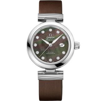 Omega De Ville Ladymatic 34 mm, stål på läderband 425.32.34.20.57.004