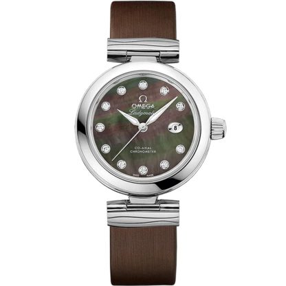 Omega De Ville Ladymatic 34 mm, stål på läderband 425.32.34.20.57.004