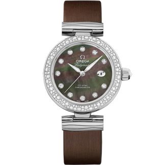 Omega De Ville Ladymatic 34 mm, stål på läderband 425.37.34.20.57.004