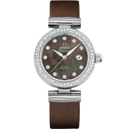 Omega De Ville Ladymatic 34 mm, stål på läderband 425.37.34.20.57.004