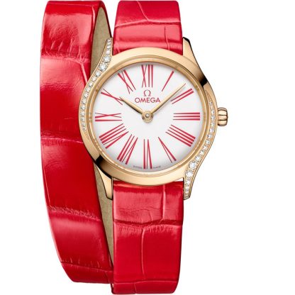 Omega De Ville Mini Trésor 26 mm, Moonshine™-guld på alligator 428.58.26.60.04.003