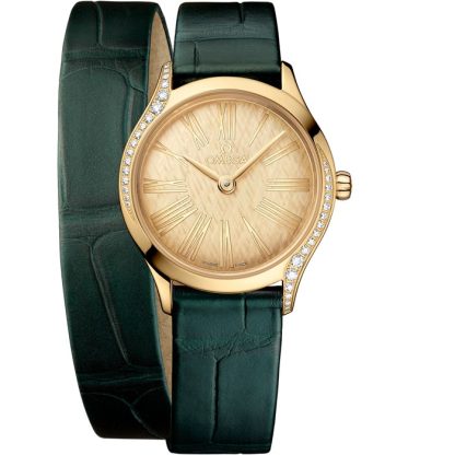 Omega De Ville Mini Trésor 26 mm, Moonshine™-guld på alligator 428.58.26.60.99.002