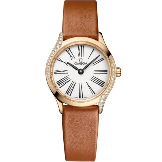 Omega De Ville Mini Trésor 26 mm, Moonshine™-guld på läderrem 428.57.26.60.04.004