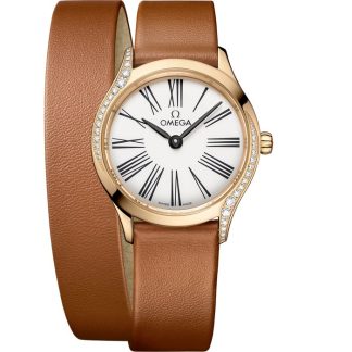 Omega De Ville Mini Trésor 26 mm, Moonshine™-guld på läderrem 428.57.26.60.04.005