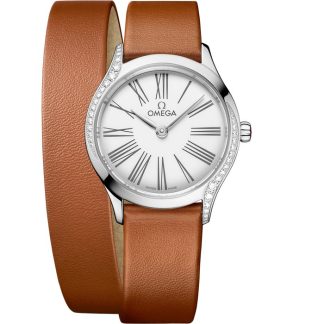 Omega De Ville Mini Trésor 26 mm, stål på läder 428.17.26.60.04.005