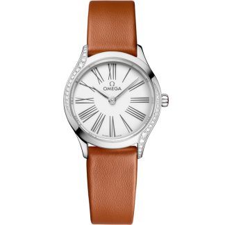 Omega De Ville Mini Trésor 26 mm, stål på läderarmband 428.17.26.60.04.004