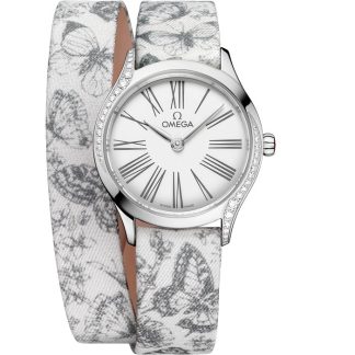 Omega De Ville Mini Trésor 26 mm, stål på toile de jouy 428.17.26.60.04.002