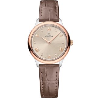 Omega De Ville Prestige 27,5 mm, stål - Sedna™ guld på läderarmband 434.23.28.60.59.001