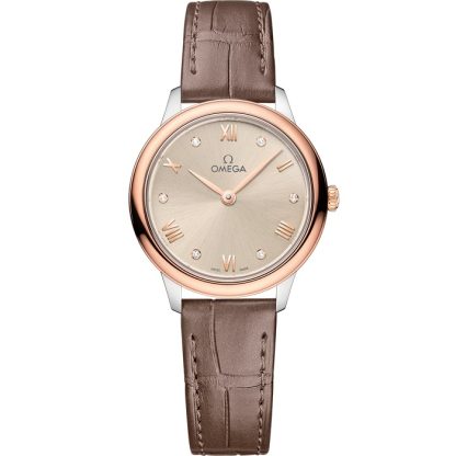 Omega De Ville Prestige 27,5 mm, stål - Sedna™ guld på läderarmband 434.23.28.60.59.001