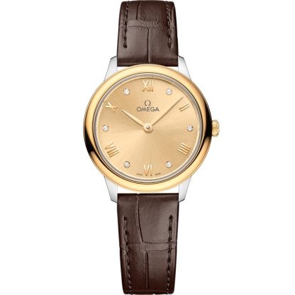 Omega De Ville Prestige 27,5 mm, stål - gult guld på läderband 434.23.28.60.58.001