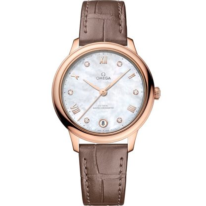 Omega De Ville Prestige 34 mm, Sedna™ guld på läderarmband 434.53.34.20.55.001