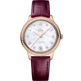 Omega De Ville Prestige 34 mm, Sedna™ guld på läderarmband 434.58.34.20.55.001