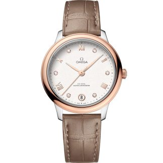 Omega De Ville Prestige 34 mm, stål - Sedna™ guld på läderarmband 434.23.34.20.52.001