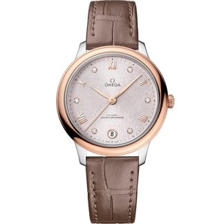 Omega De Ville Prestige 34 mm, stål - Sedna™ guld på läderarmband 434.23.34.20.52.003